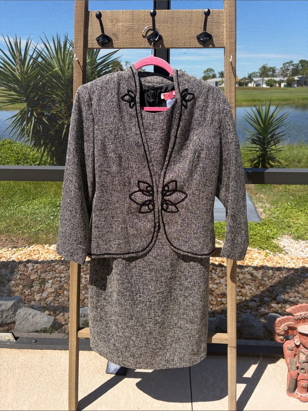 Coldwater Creek Tweed 2 Piece Embroidered Jacket Shift Dress Quiet Luxury 6P